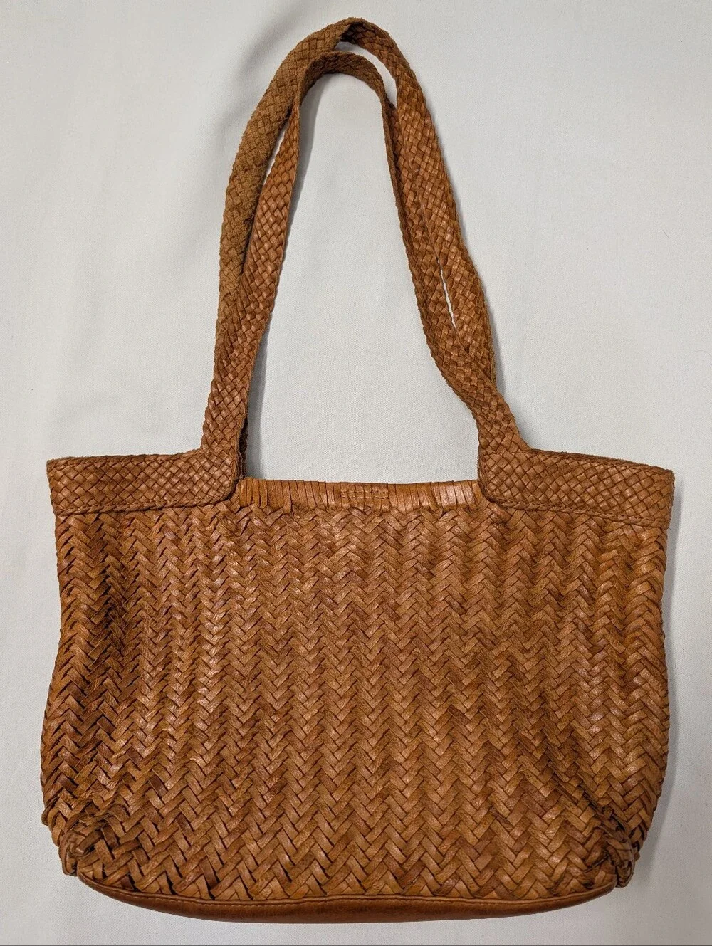 Vilenca Holland Handwoven Braided Genuine Leather / Suede Tote Shoulder Bag